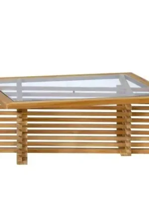 Riverside tafel teak met glas plaat Aanbieding